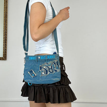 2000's denim cross body bag