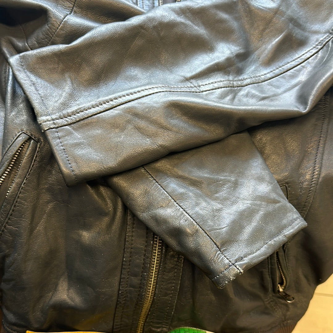 vintage leather bomber jacket