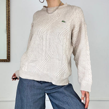 vintage lacoste cream cable knit jumper