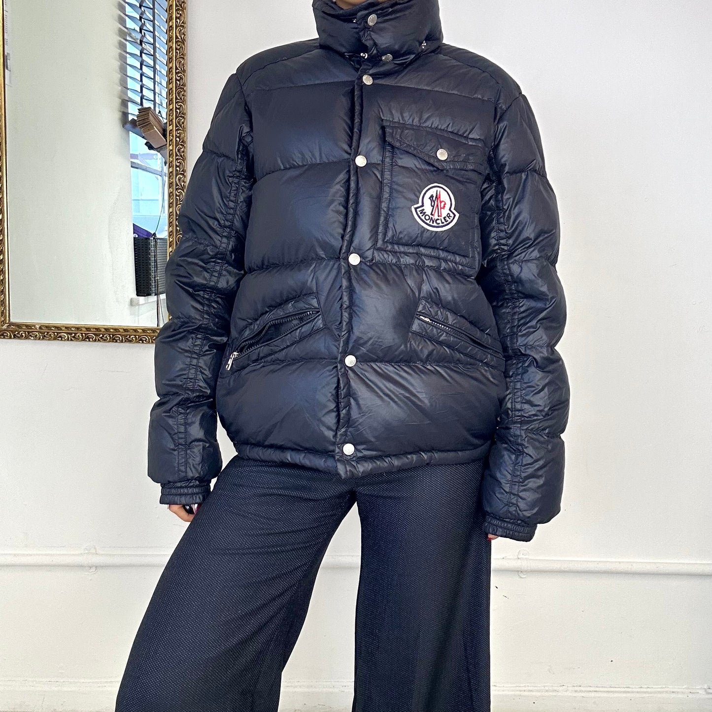 vintage moncler black puffer coat