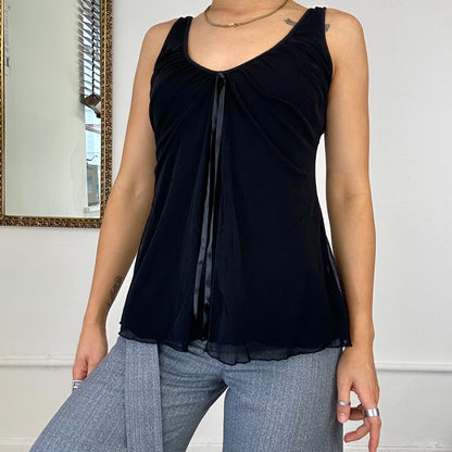 black 2000's floaty mesh cami top