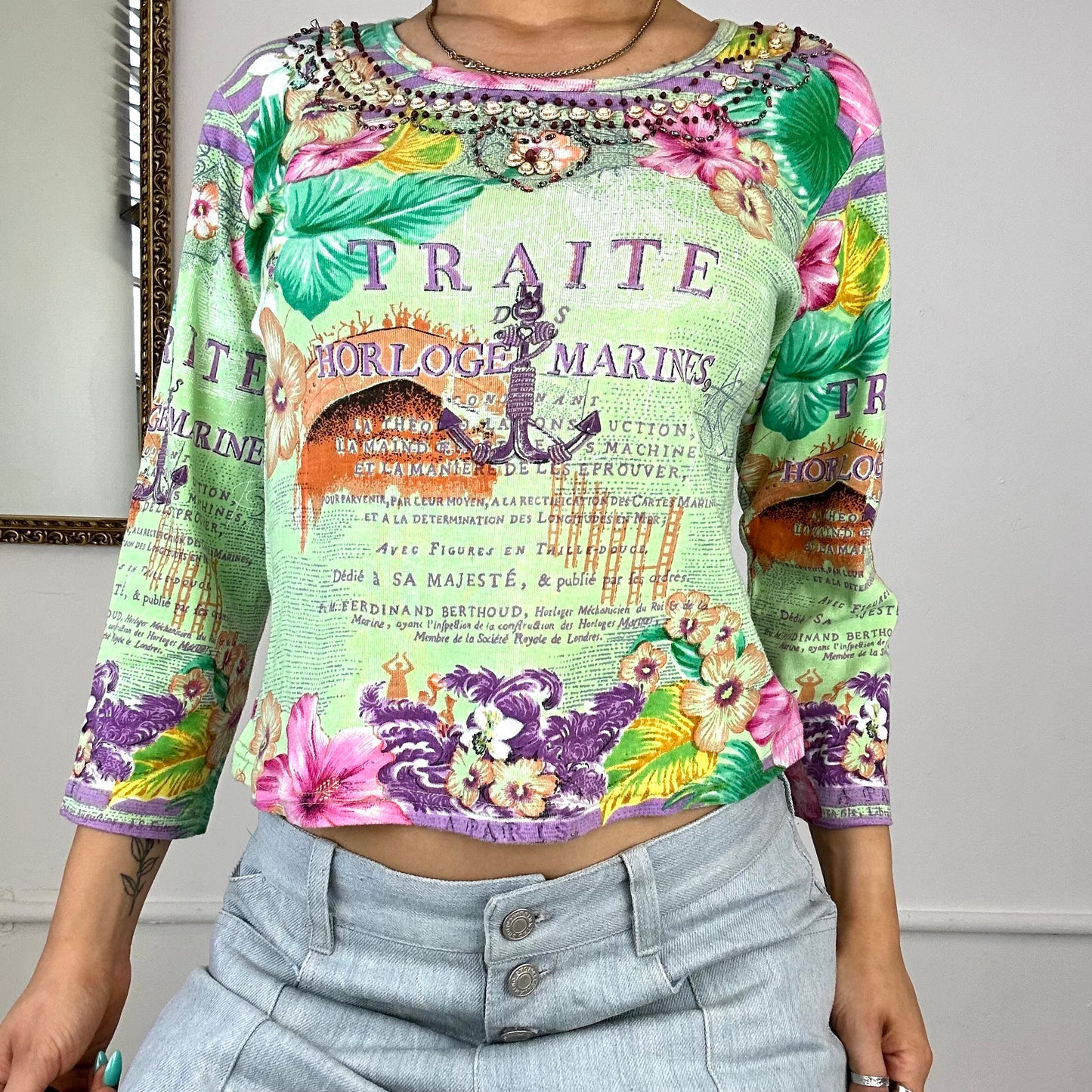 2000's roberto naldi graphic print long sleeve top