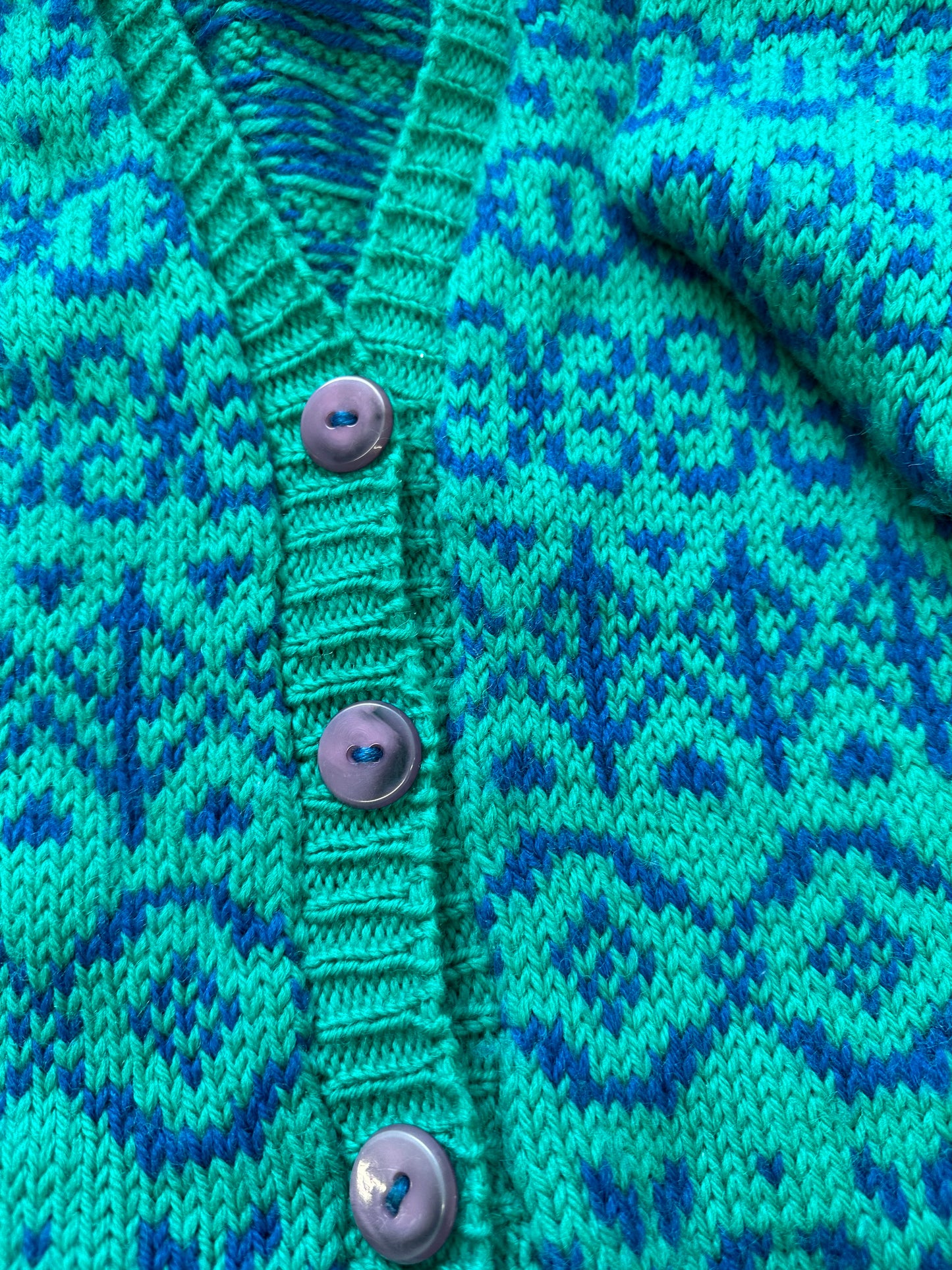 vintage blue and green knit cardigan