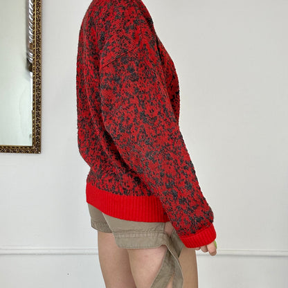 vintage red graphic hugo boss knit jumper