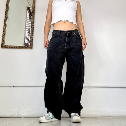 lee black baggy wide leg jeans