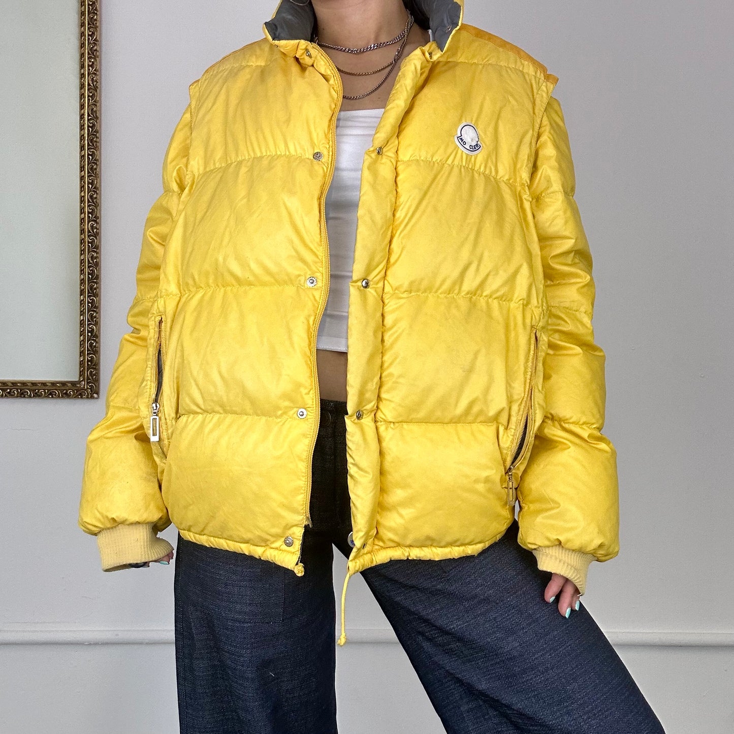 moncler vintage yellow puffer jacket