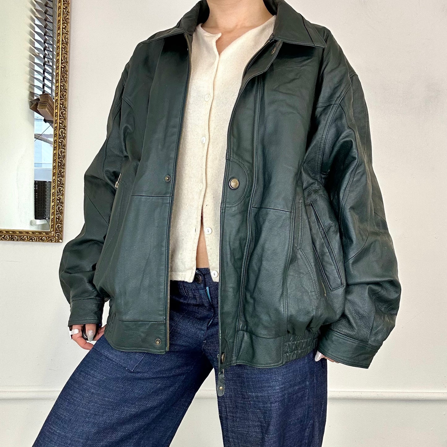 vintage green leather jacket