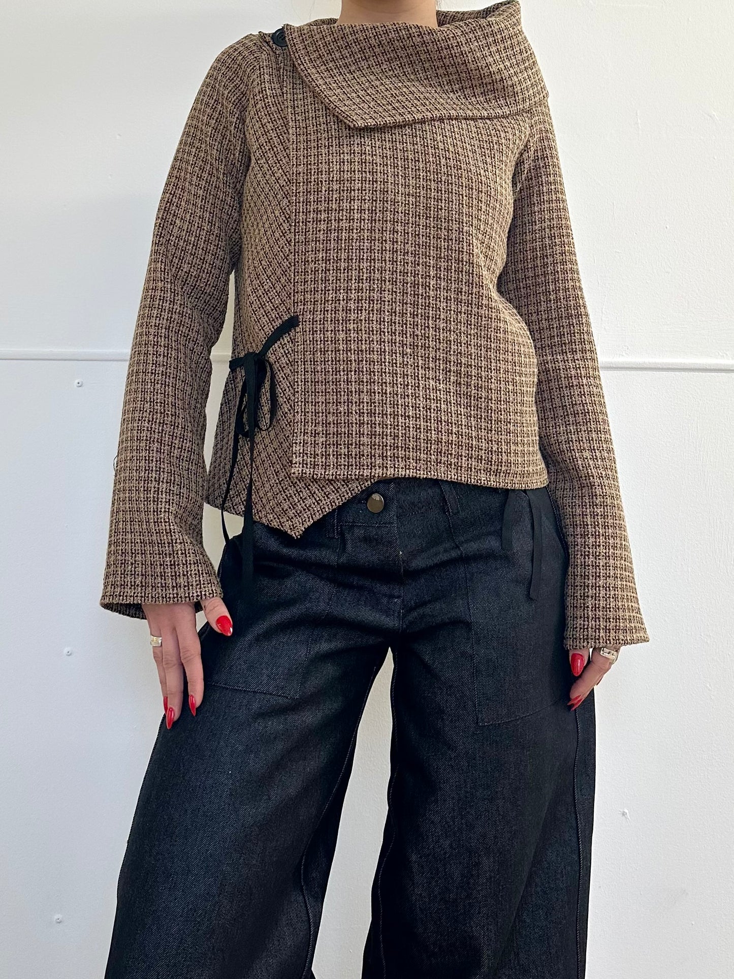 the felix cardigan in brown check