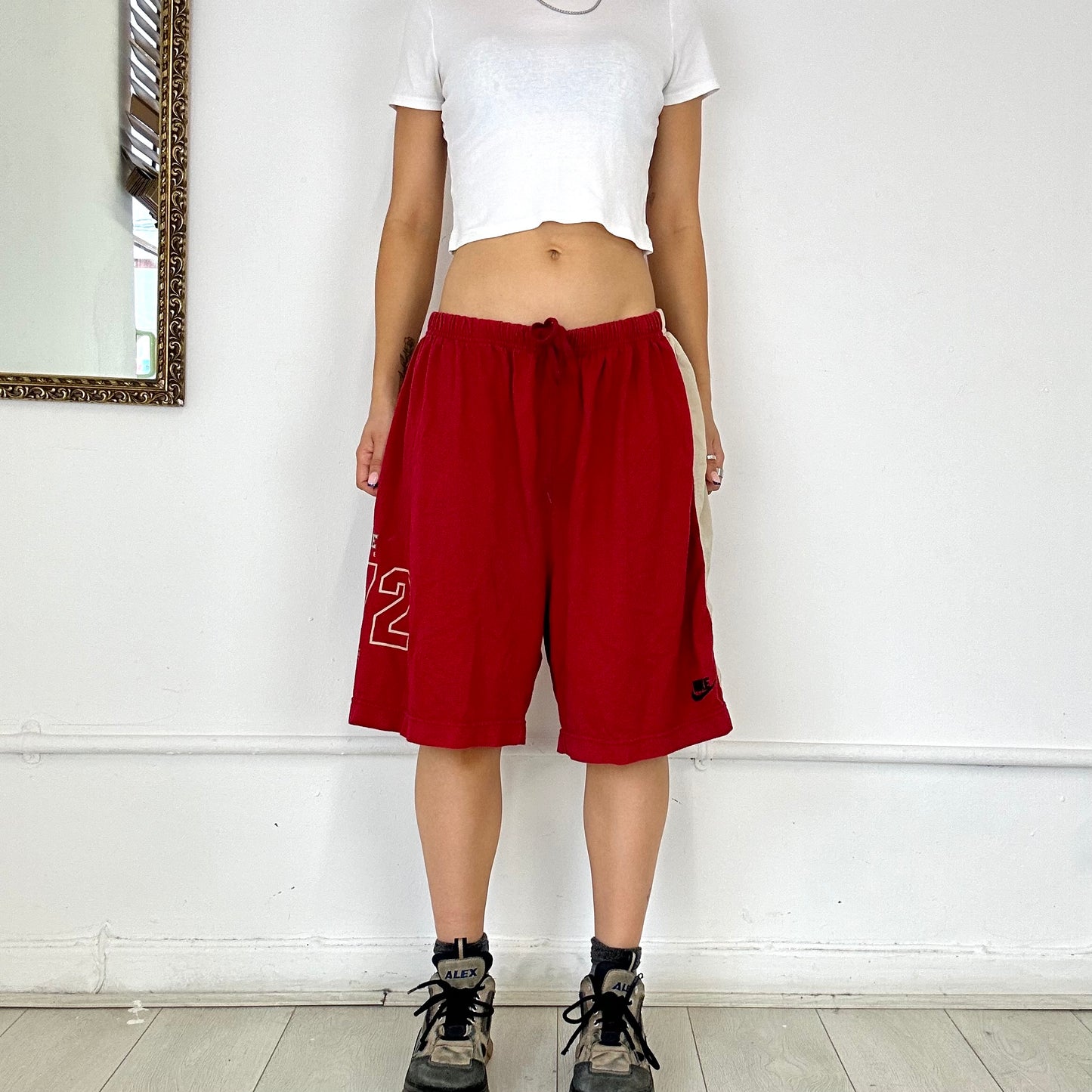 red baggy nike basketball shorts