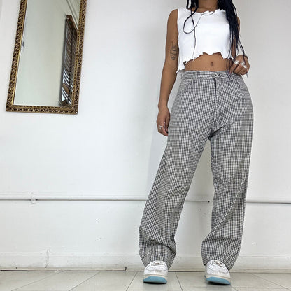 wide leg checked trousers by energie