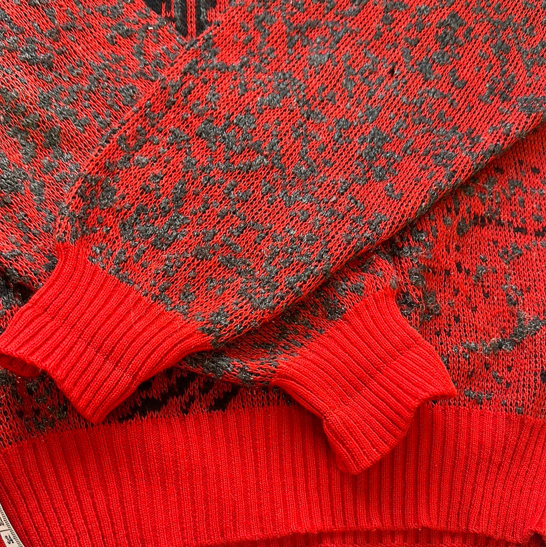 vintage red graphic hugo boss knit jumper