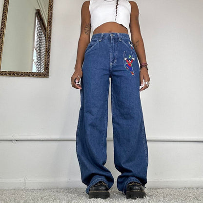 90's embroidered baggy jeans