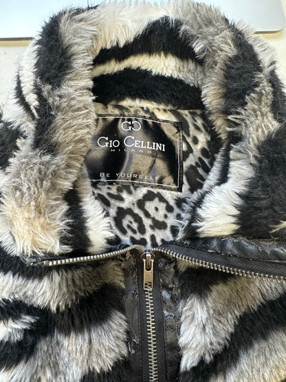 vintage zebra faux fur sleeveless jacket