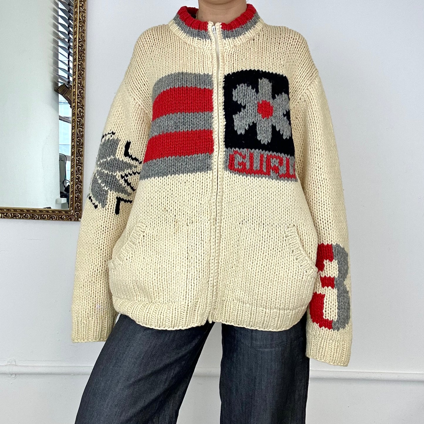 2000’s zip-up knitted jumper by Guru