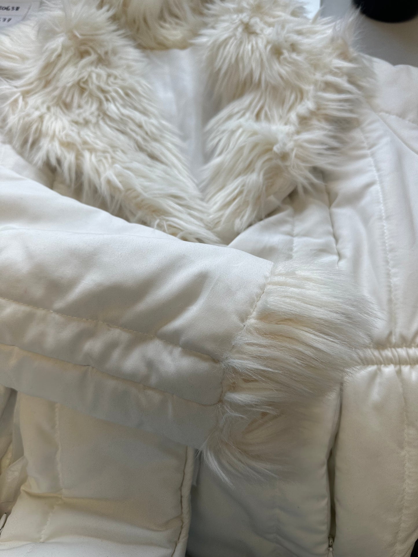 2000's white fur puffer coat