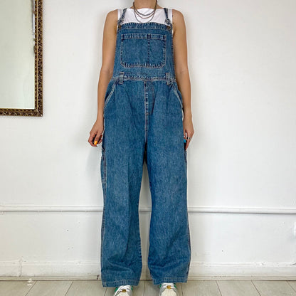 baggy mid wash denim dungarees