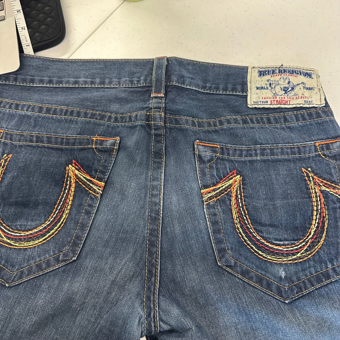 vintage true religion contrast stitch jeans