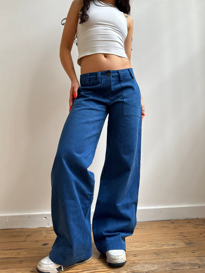 the slouch in mid wash denim