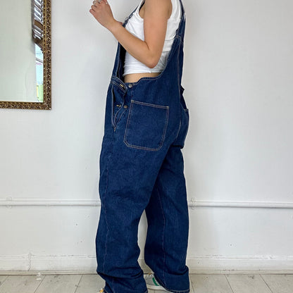 vintage baggy dark wash denim dungarees