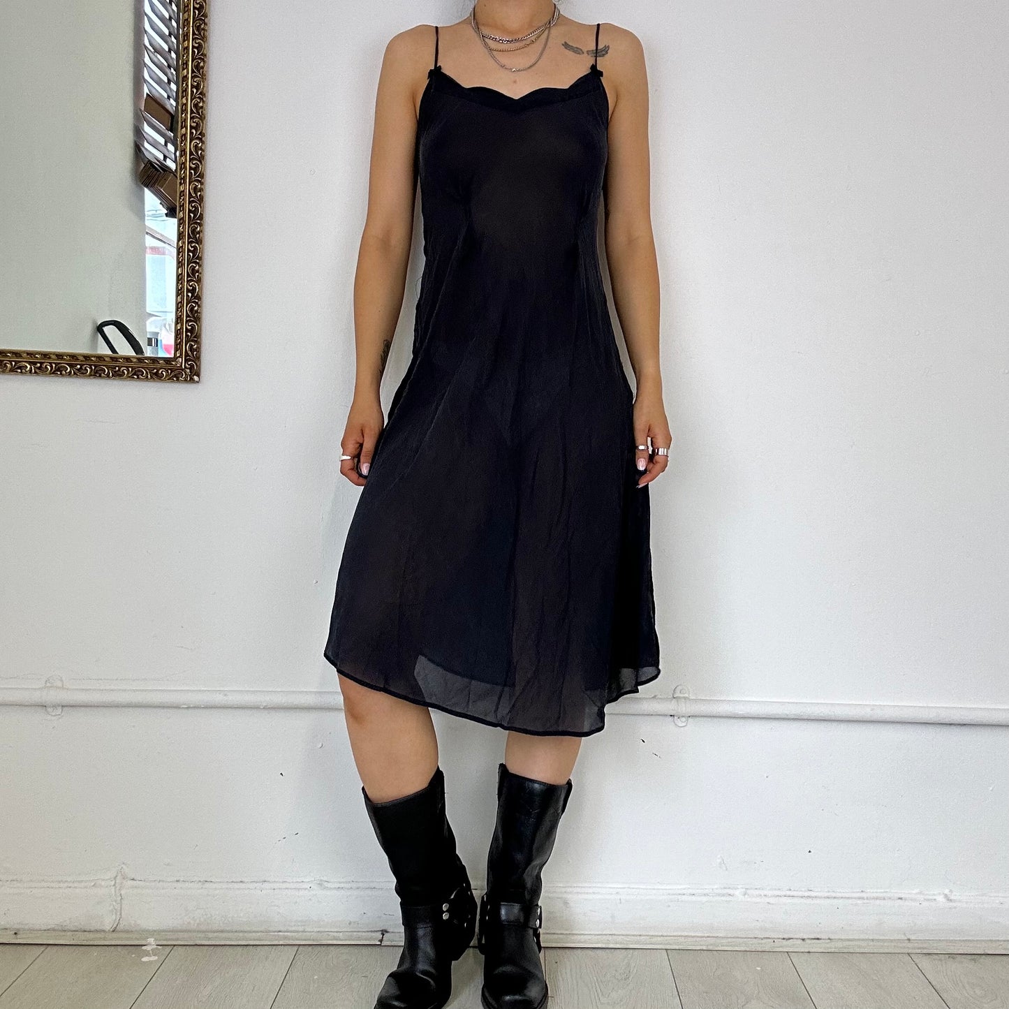 90's sheer black flowy dress