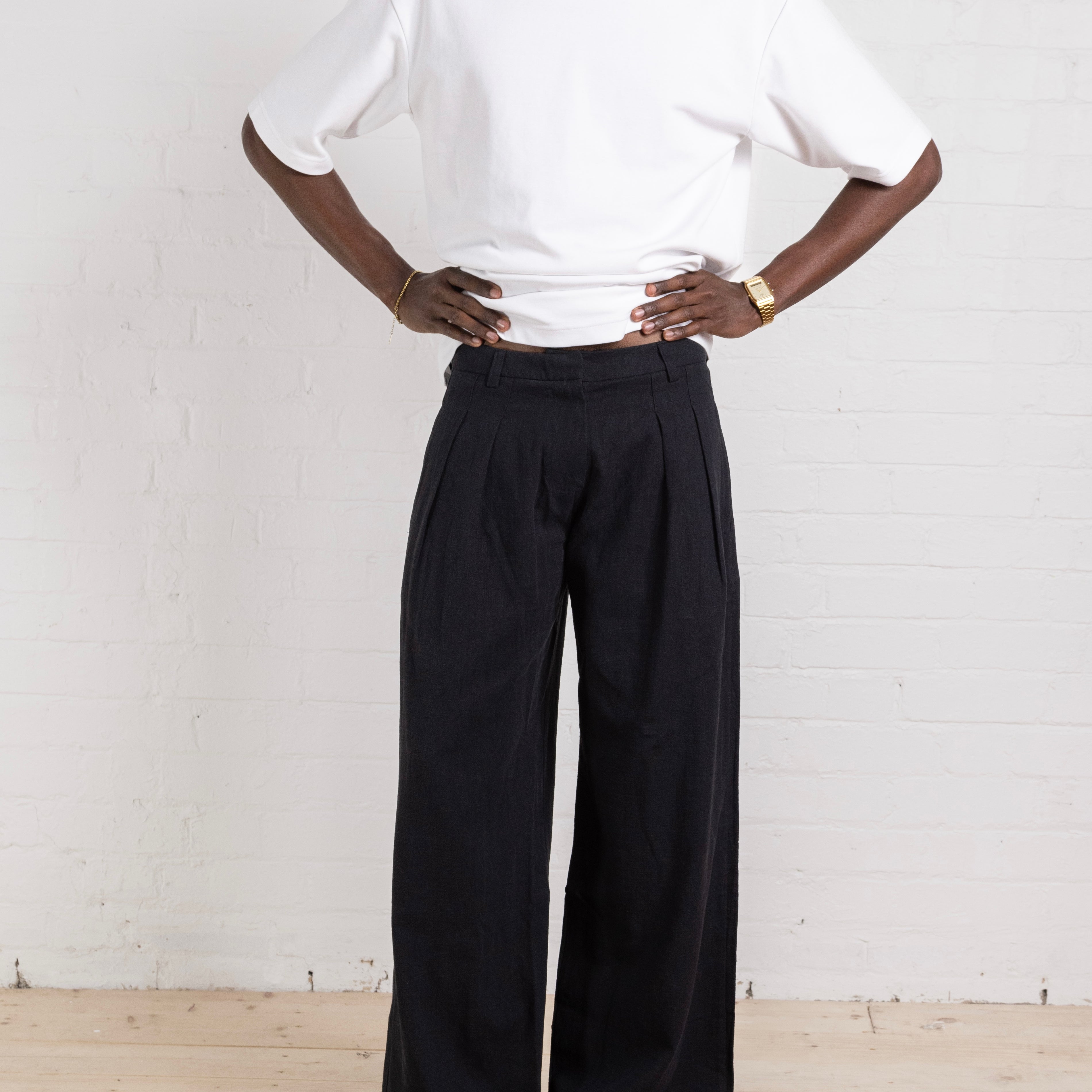 pantalon Parker - lin noir