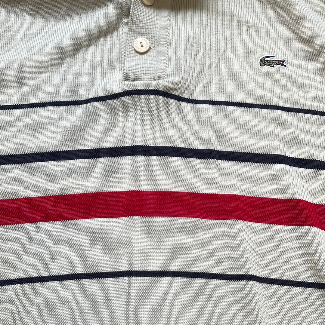 vintage cream striped lacoste polo jumper