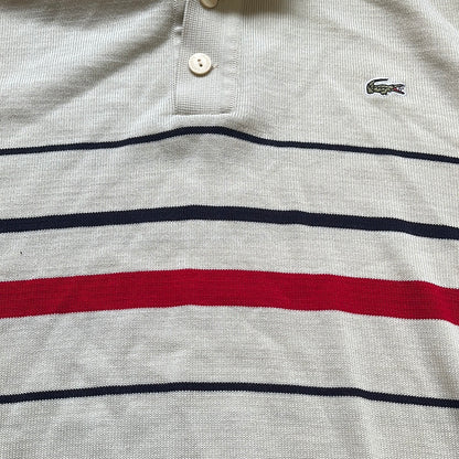 vintage cream striped lacoste polo jumper