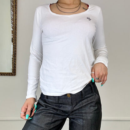 00s armani jeans white v neck top