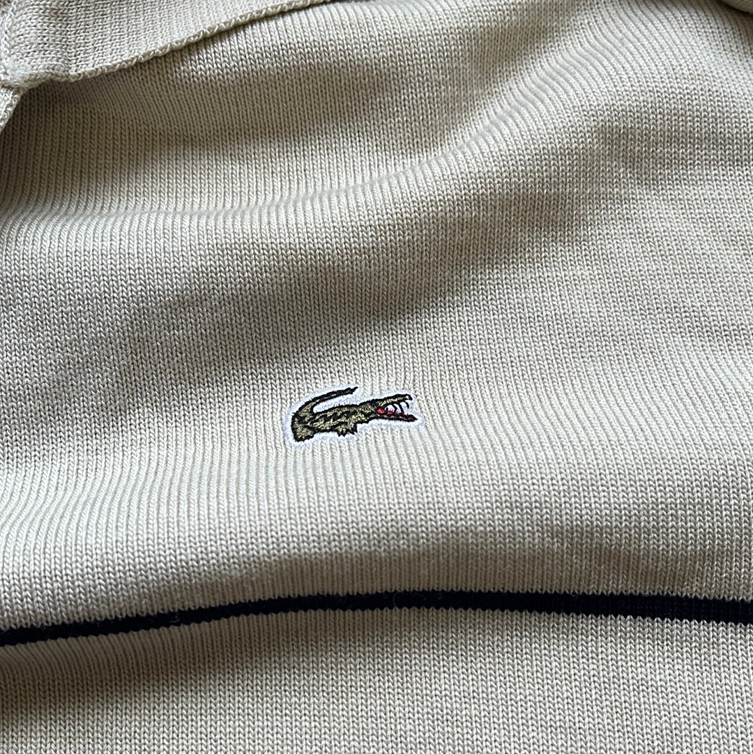 vintage cream striped lacoste polo jumper