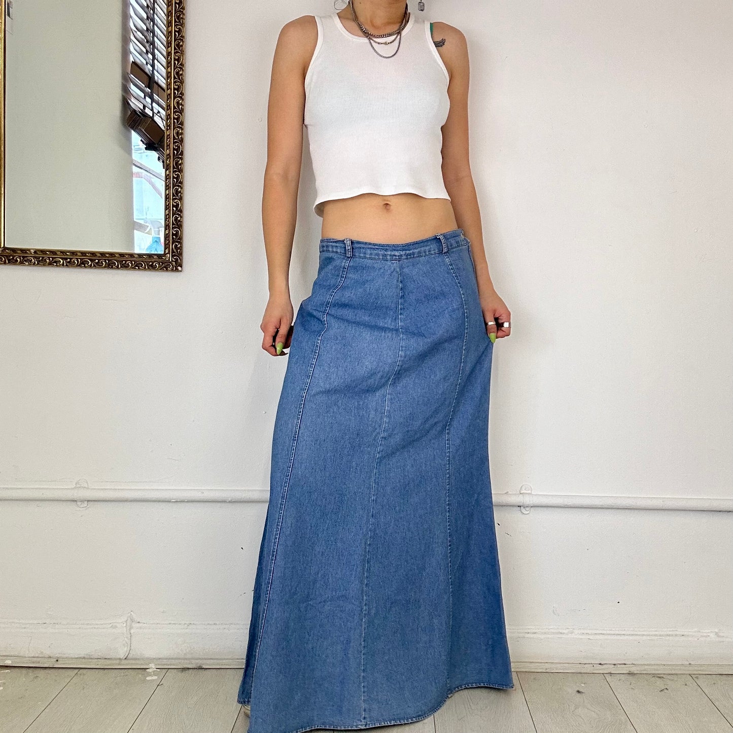 00’s denim maxi skirt