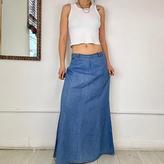 00’s denim maxi skirt