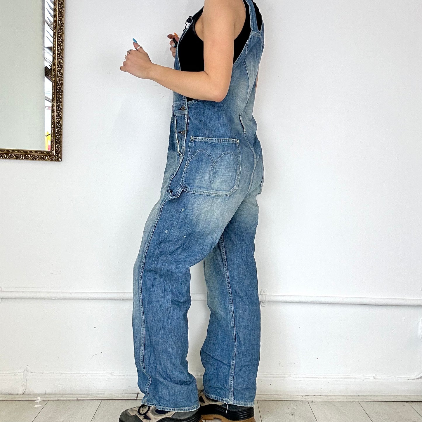 two tone denim wash dungarees