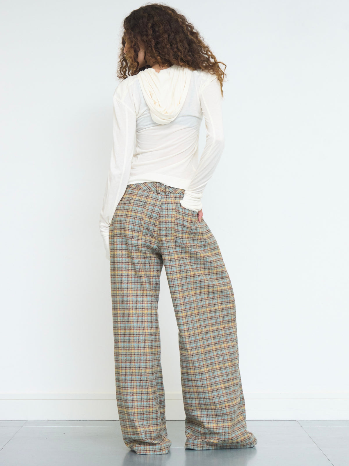 parker trouser - sandstone plaid wool