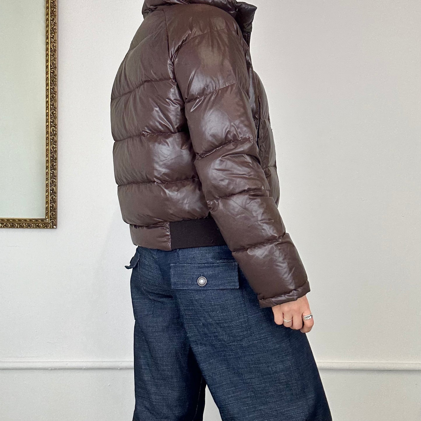 moncler vintage brown puffer coat