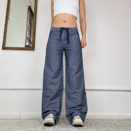 wide leg denim cargo trousers