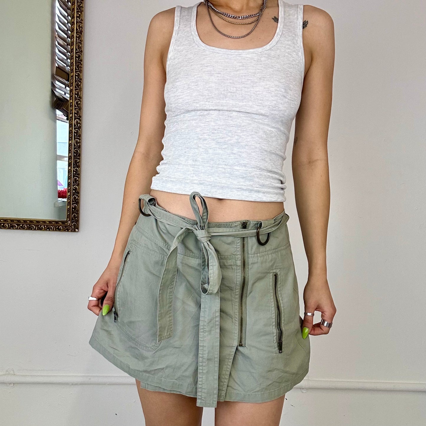 2000's sisley utility mini skirt