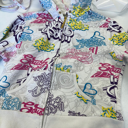 2000's southpole graphic print zip up hoodie