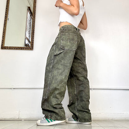 2000's khaki cargo denim jeans