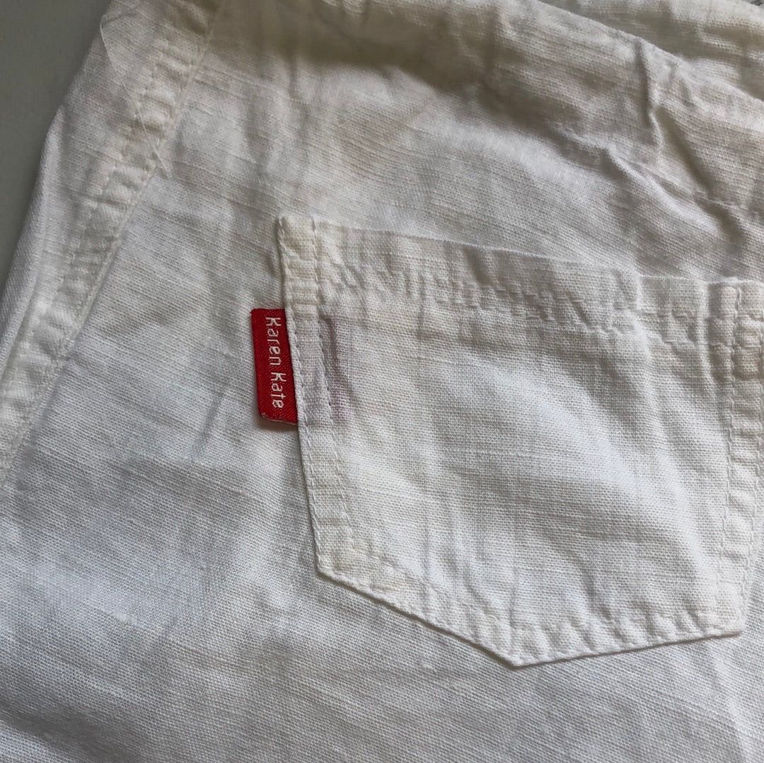 white linen trousers