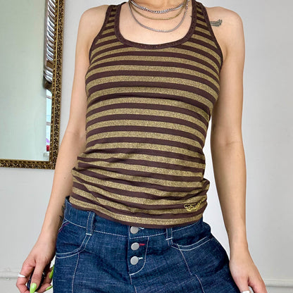 00's exytn browns striped vest top