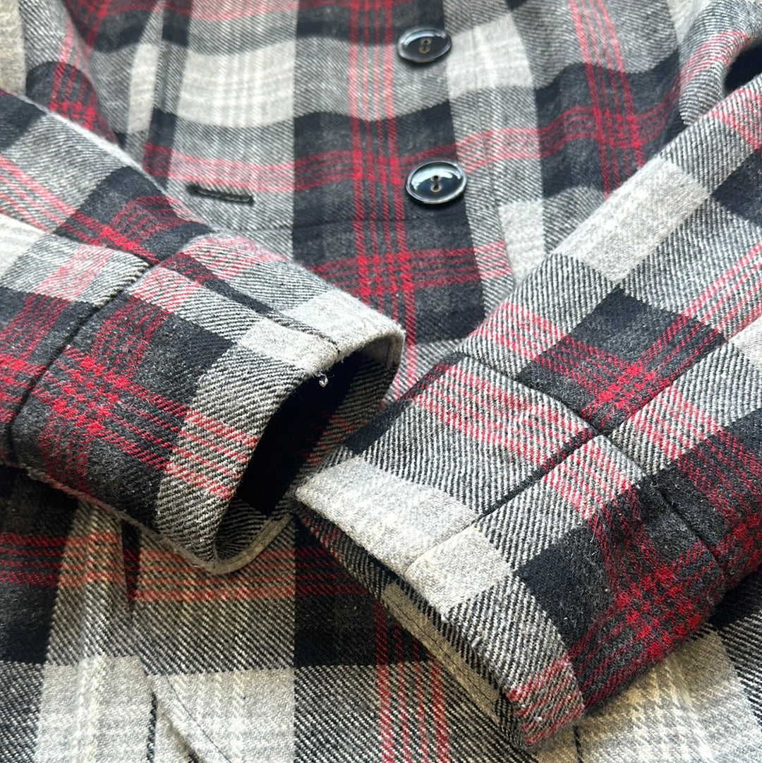 2000's checkered double breasted pea coat