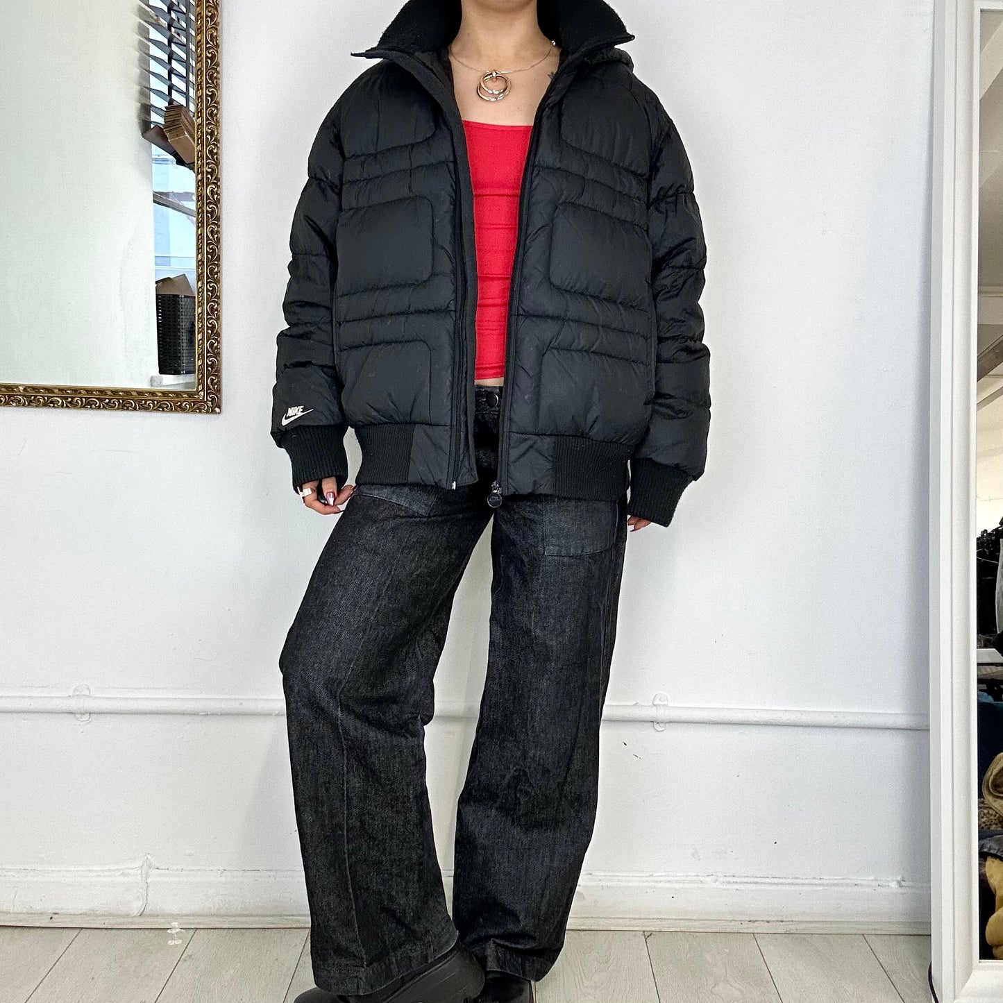 2000's black nike puffer coat