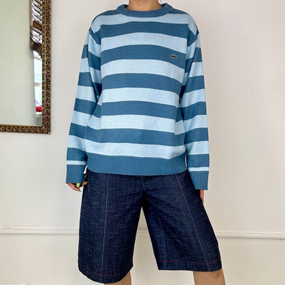 vintage blue striped lacoste knitted jumper