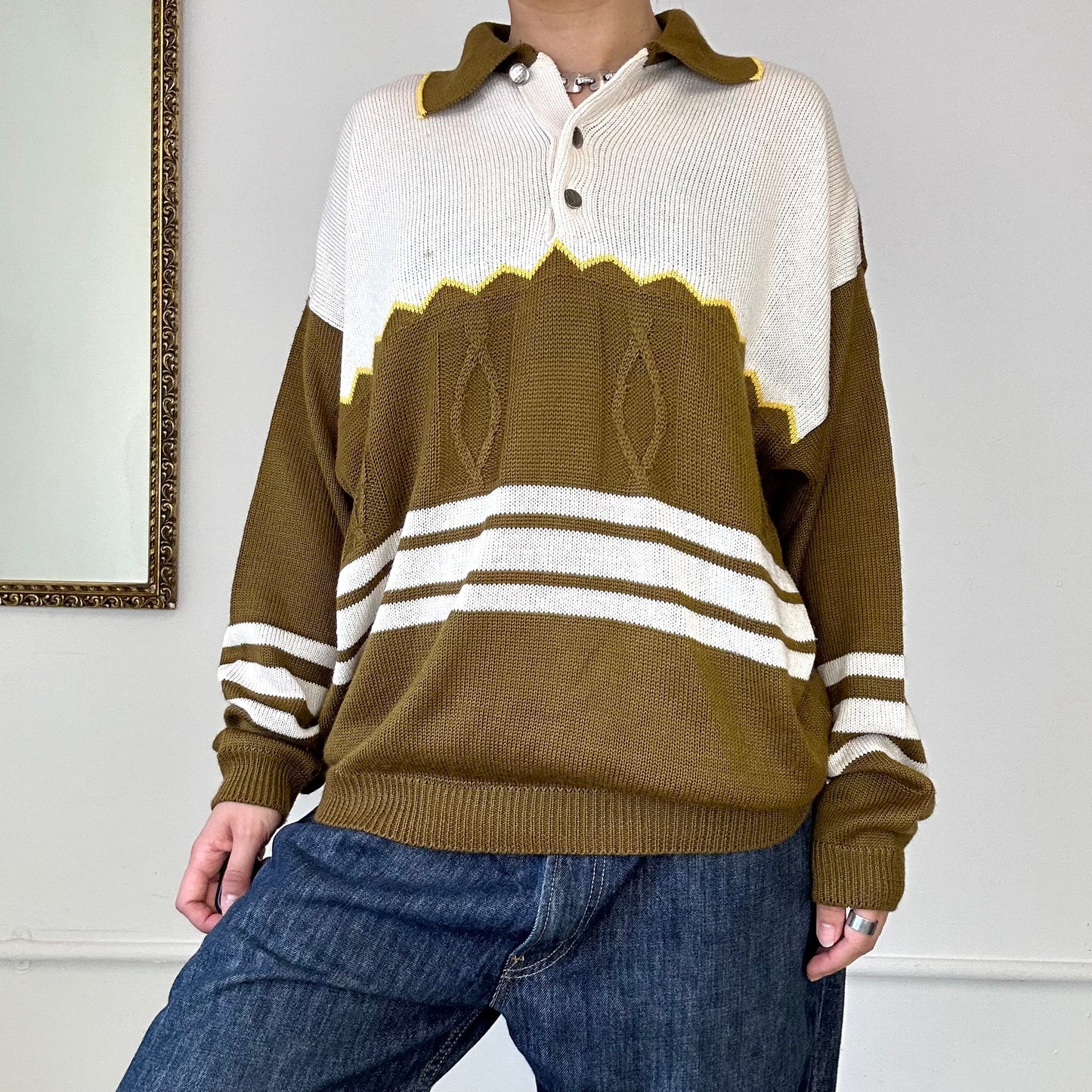 vintage brown collared polo knit jumper