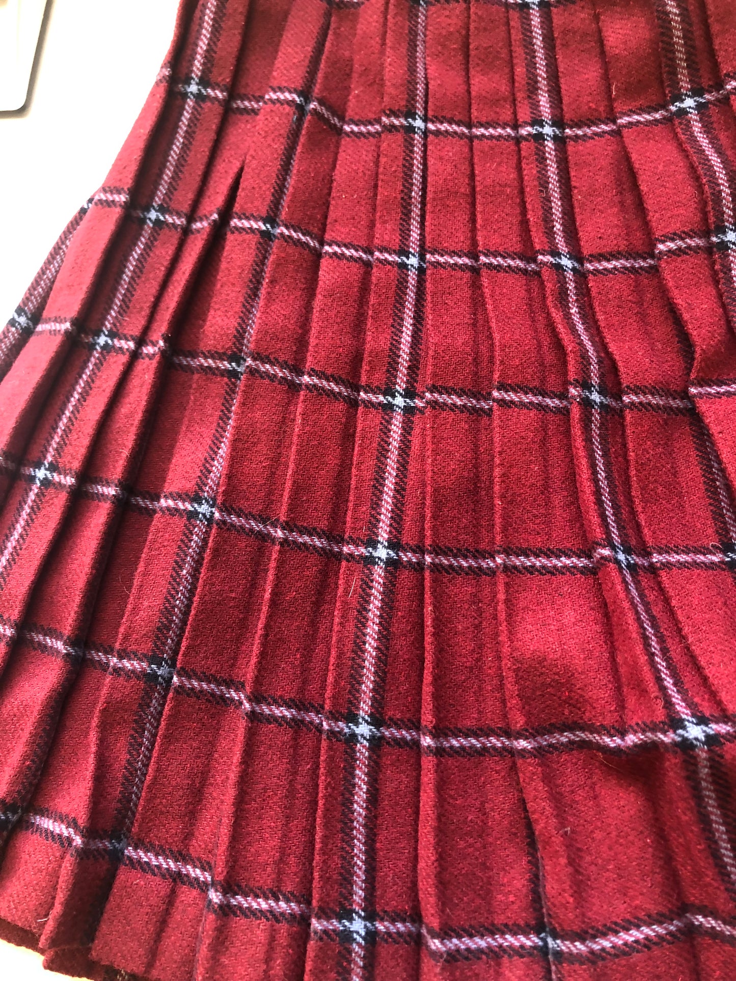 vintage red pleated tartan mini skirt