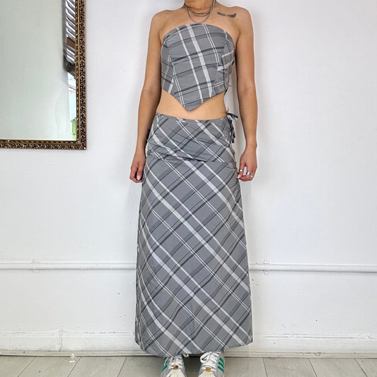 90s co-ord grey checkered set