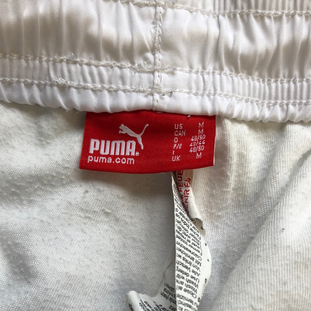 white baggy puma tracksuit bottoms