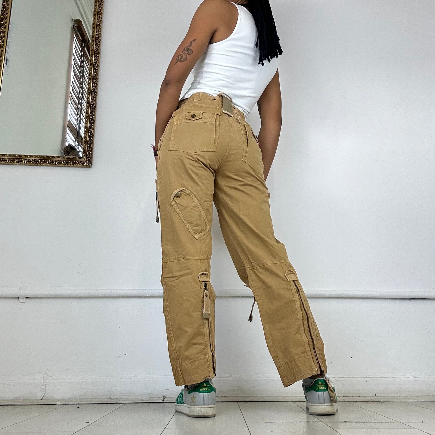 wide leg cargo trousers