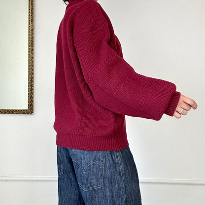 burgundy knitted vintage skate  jumper