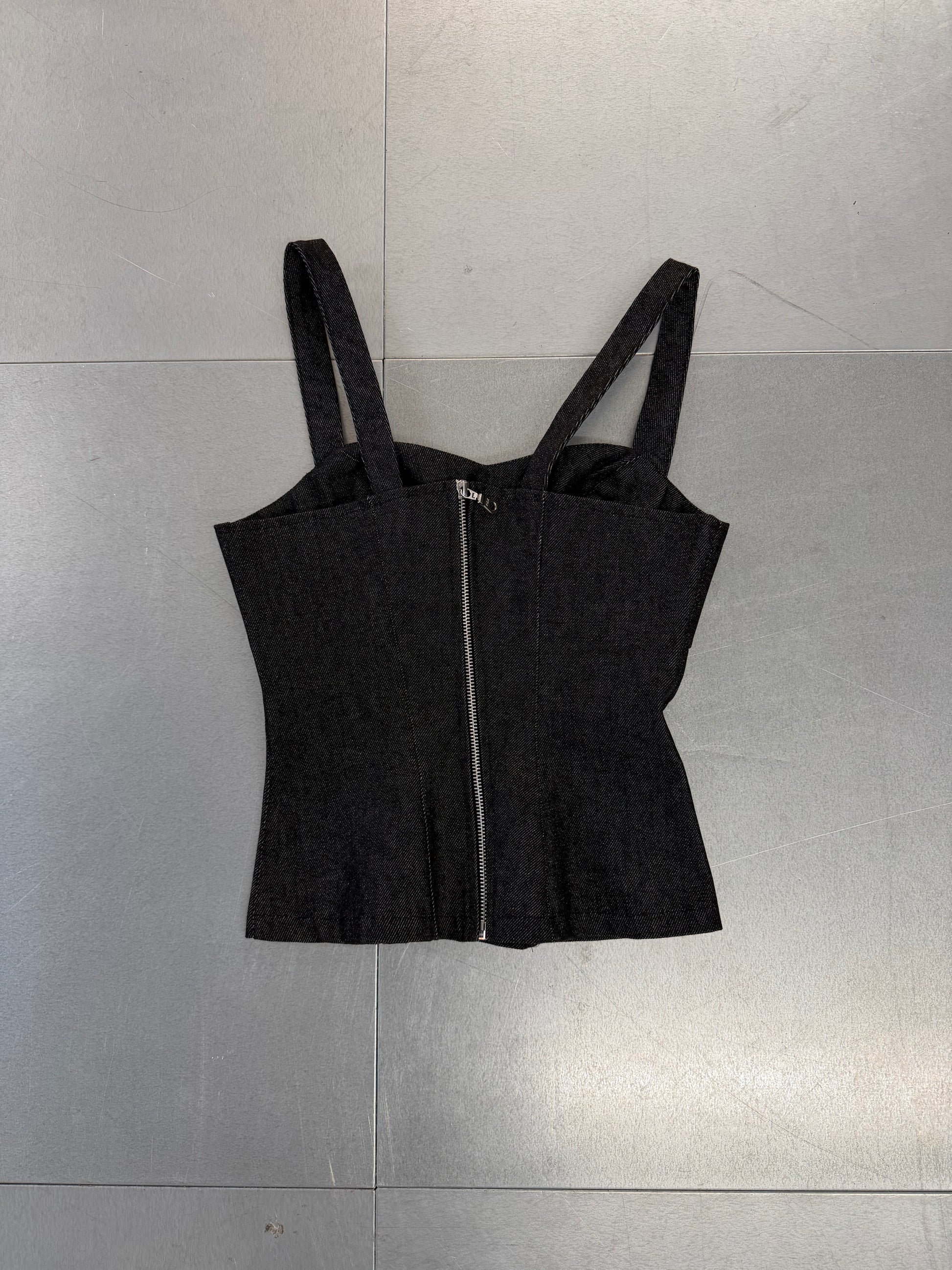 SAMPLE dark grey denim corset top